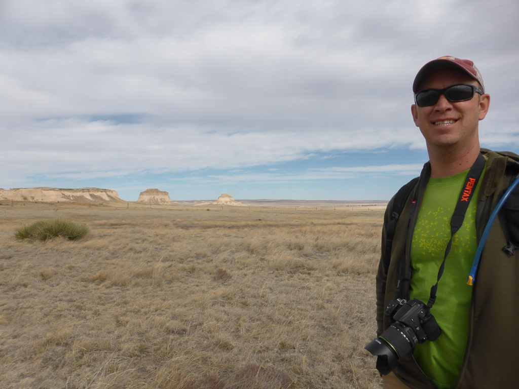 Pat happy to be finally laying eyes on the buttes after reading about them for two months